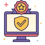 Monitor com estrela e siímbolo de check