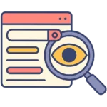 Página da web com lupa